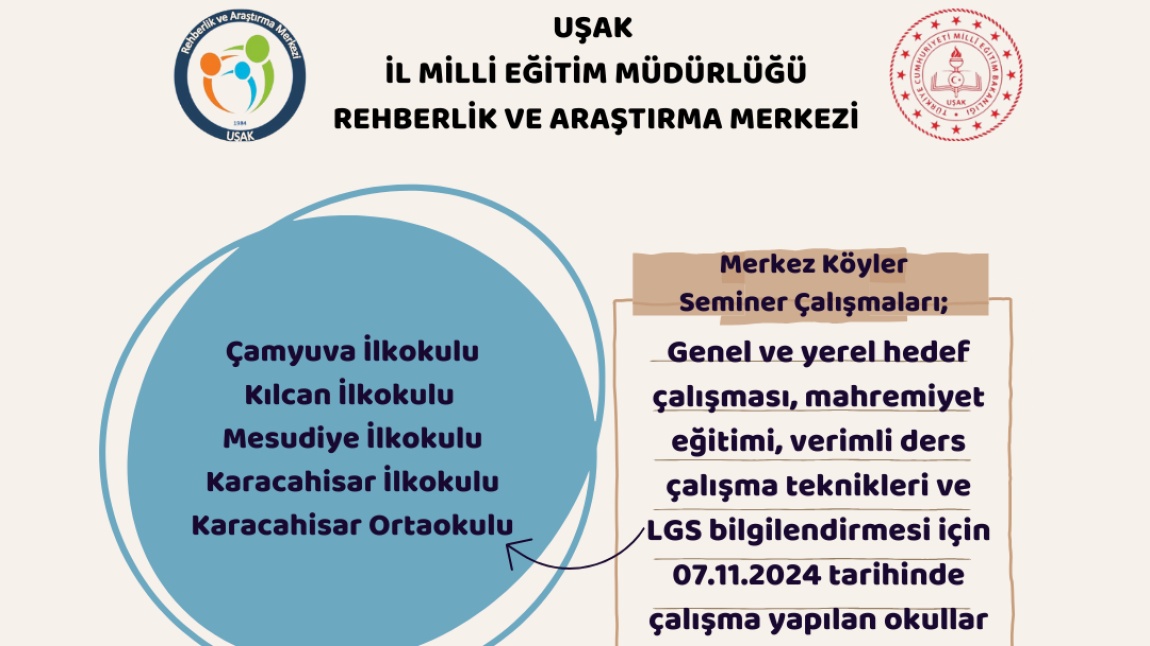 2024-2025 EĞİTİM ÖĞRETİM YILI SEMİNER ÇALIŞMALARIMIZ MERKEZ İLÇEYE BAĞLI KÖYLERDE DEVAM EDİYOR.