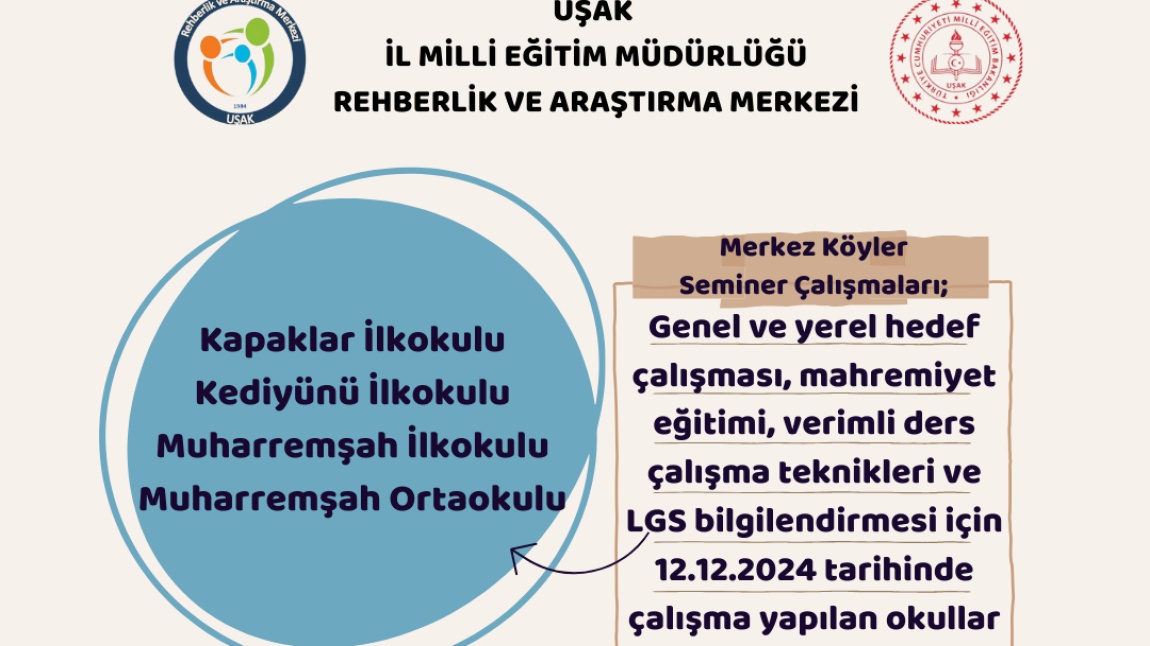 2024-2025 EĞİTİM ÖĞRETİM YILI SEMİNER ÇALIŞMALARIMIZ MERKEZ İLÇEYE BAĞLI KÖYLERDE DEVAM EDİYOR.